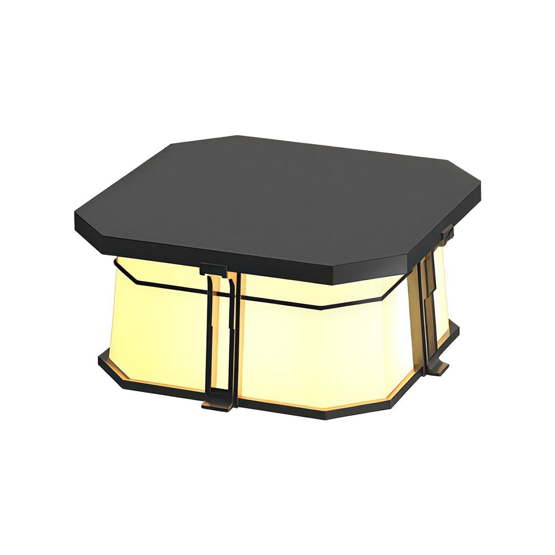 Black Outdoor Pillar-Top Post Light — Stainless Steel & Acrylic, LED, Solar or Hardwired, IP65, 2 Sizes
