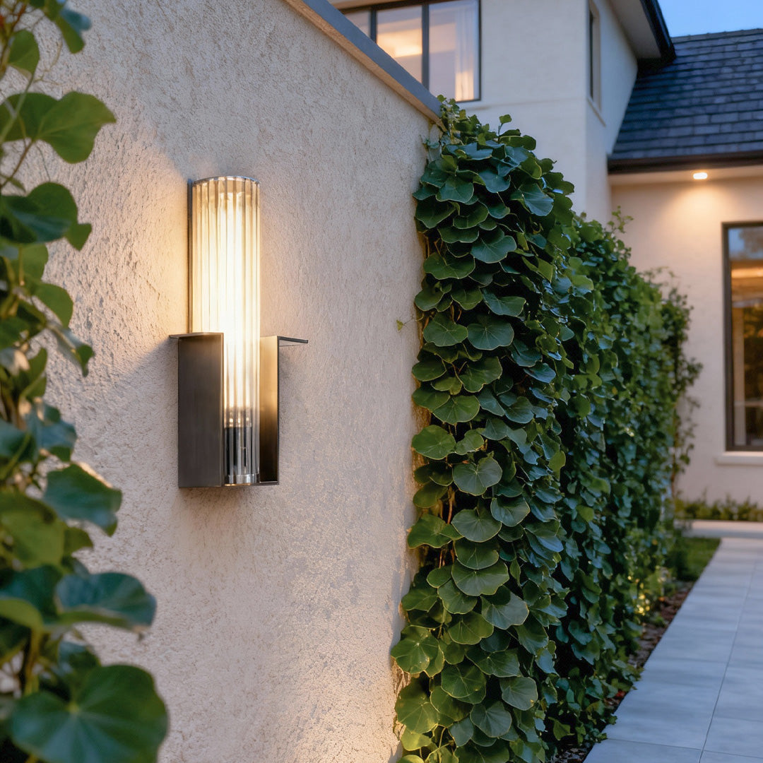 Minimalist Outdoor Wall Sconce — Black Brushed Stainless Steel, 12W LED, IP65 Weatherproof, Hardwired