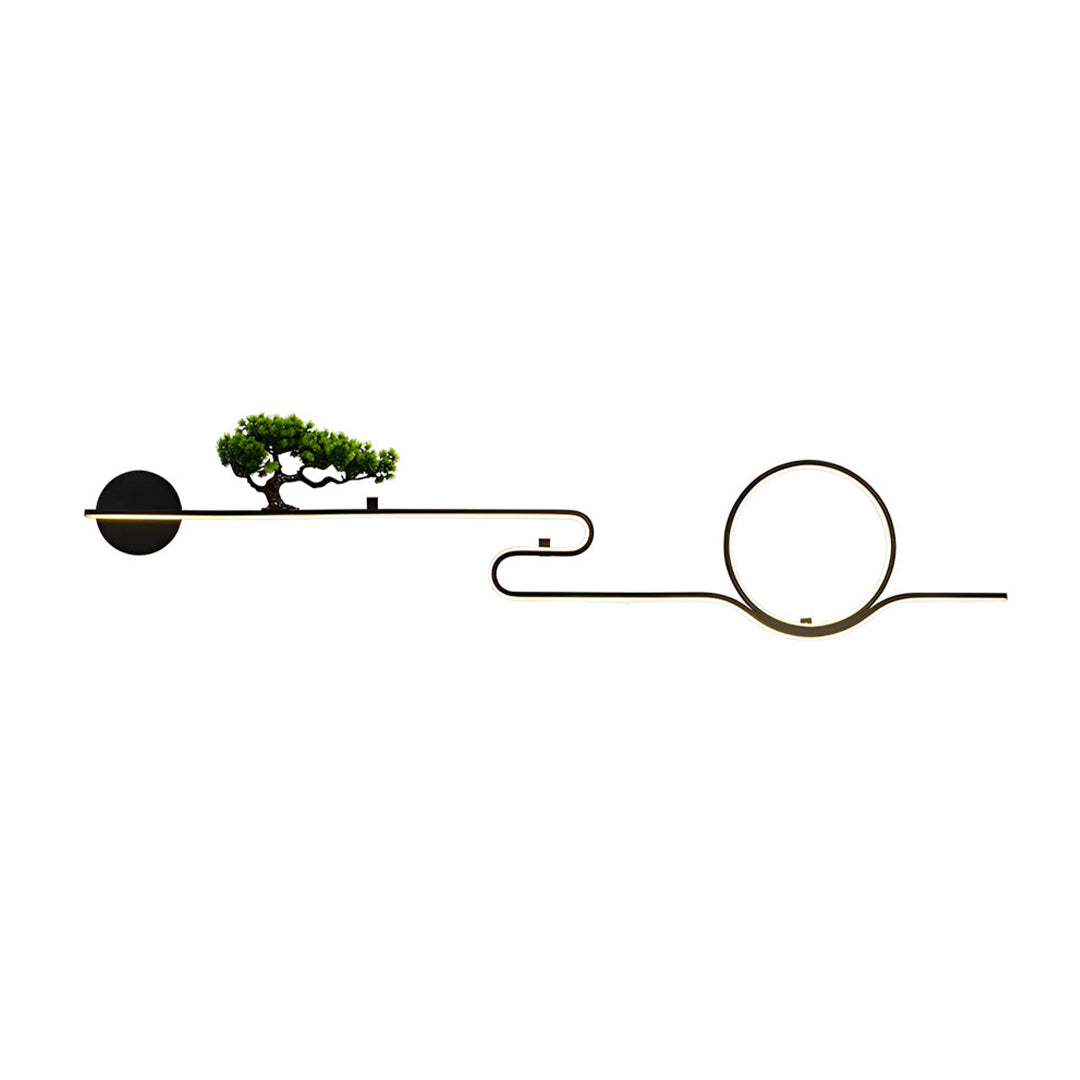 Resin Tree & Moon Outdoor Wall Sconce — Black Aluminum, LED, 20W/26W/30W, 3000K, IP65 Weatherproof