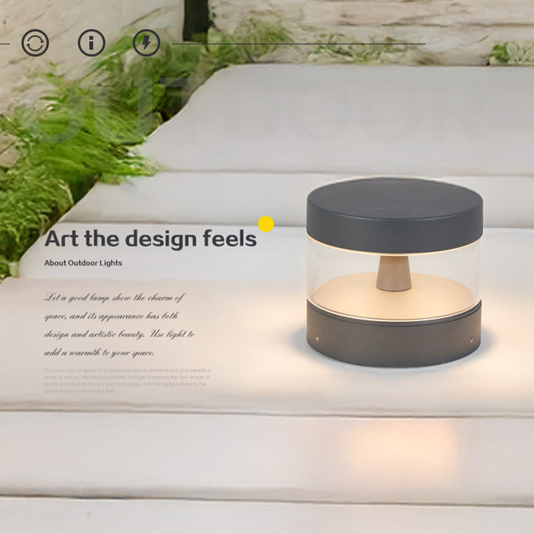 Minimalist Outdoor Bollard Path Light — Sand-Gray Aluminum, 12W LED, 3000K, IP65 Weatherproof