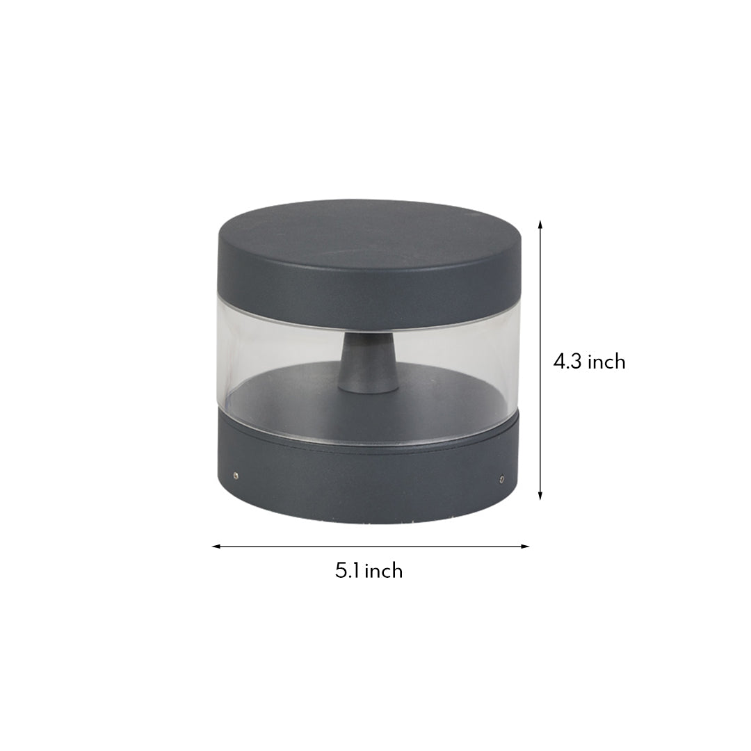 Minimalist Outdoor Bollard Path Light — Sand-Gray Aluminum, 12W LED, 3000K, IP65 Weatherproof