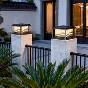 Contemporary Wave-Pattern Outdoor Pillar Light — Aluminum & Acrylic, Solar / Hardwired, Four-Color LED, IP54, 9.8"–15.8"