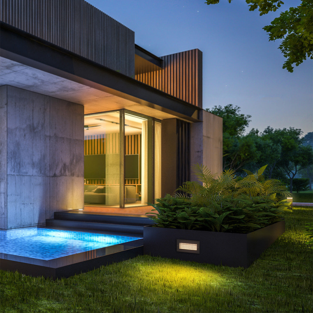 Minimalist Embedded Outdoor LED Step Light — Die-Cast Aluminum, Sand Gray, OSRAM 4W, 3000K, IP65