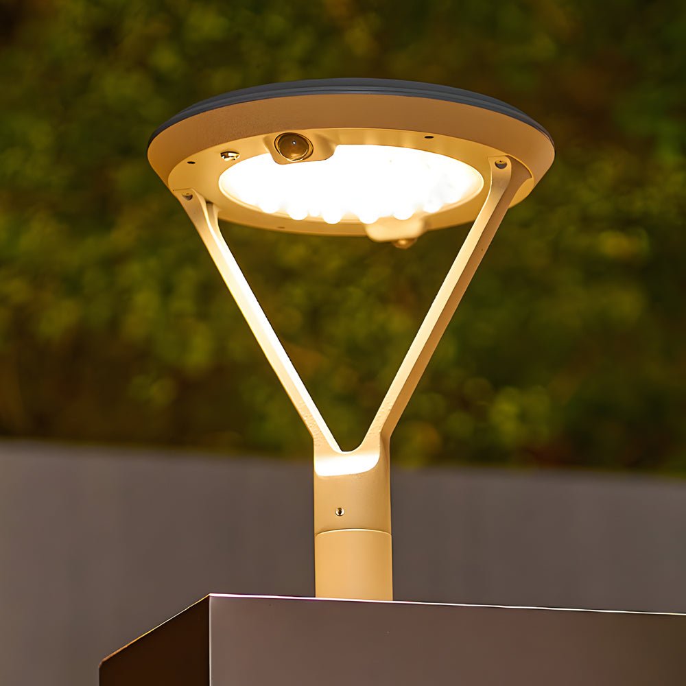 contemporary round dual motion sensor led solar post lights outdoor pillar lamp