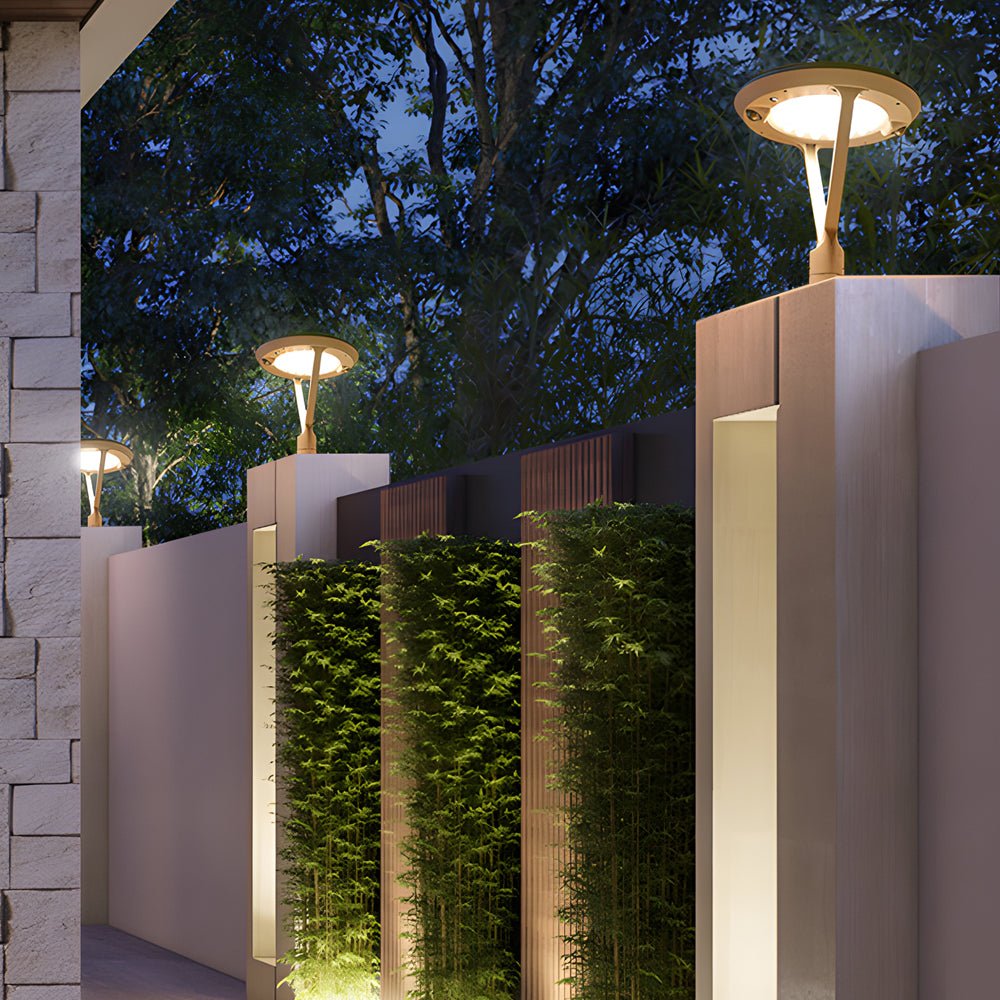 contemporary round dual motion sensor led solar post lights outdoor pillar lamp