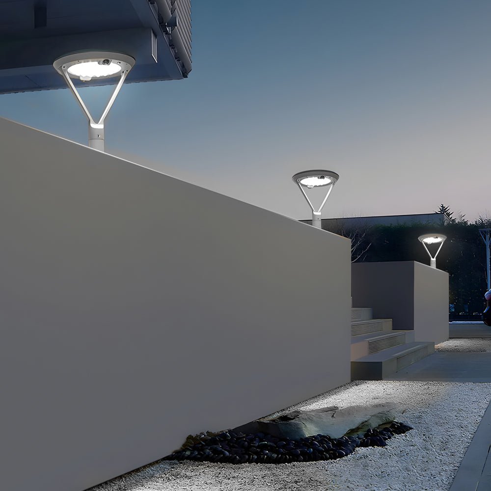 contemporary round dual motion sensor led solar post lights outdoor pillar lamp