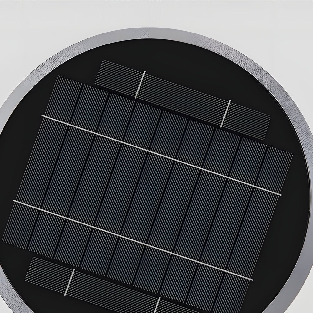 contemporary round led solar garden post lights with dual motion sensors