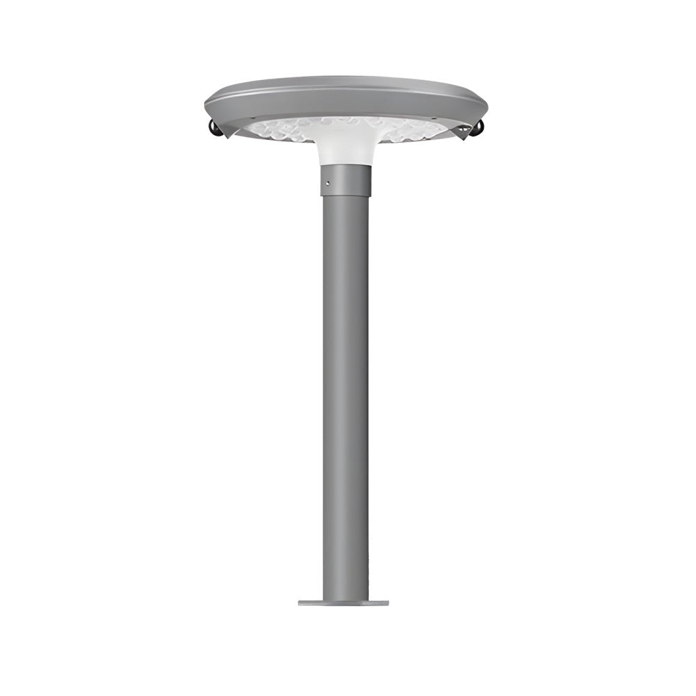 contemporary round led solar garden post lights with dual motion sensors