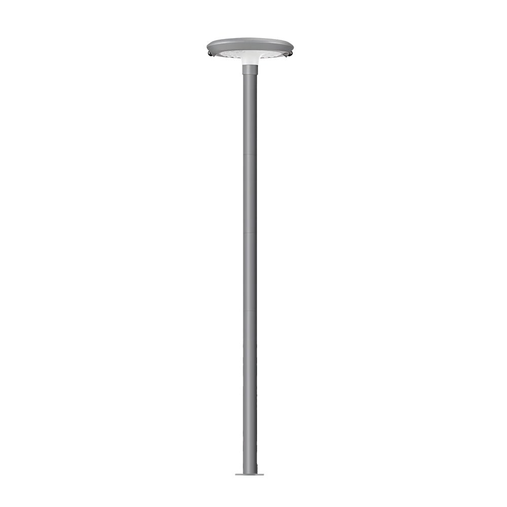 contemporary round led solar garden post lights with dual motion sensors