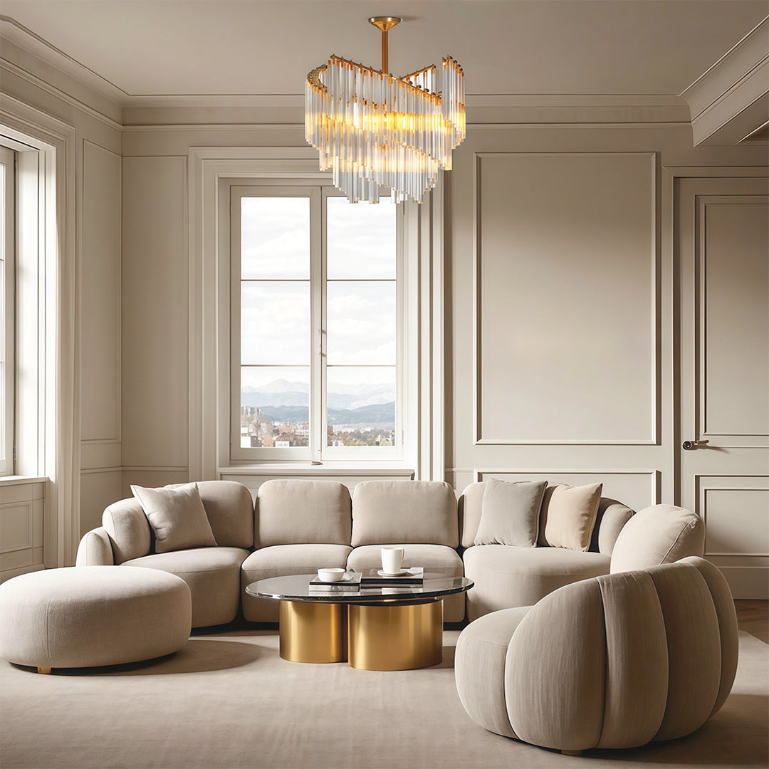 Vintage Crystal Chandelier — Full Copper Frame, E14, 23.62" Round, Copper / Bright Nickel / Black