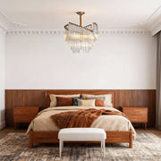 Vintage Crystal Chandelier — Full Copper Frame, E14, 23.62" Round, Copper / Bright Nickel / Black