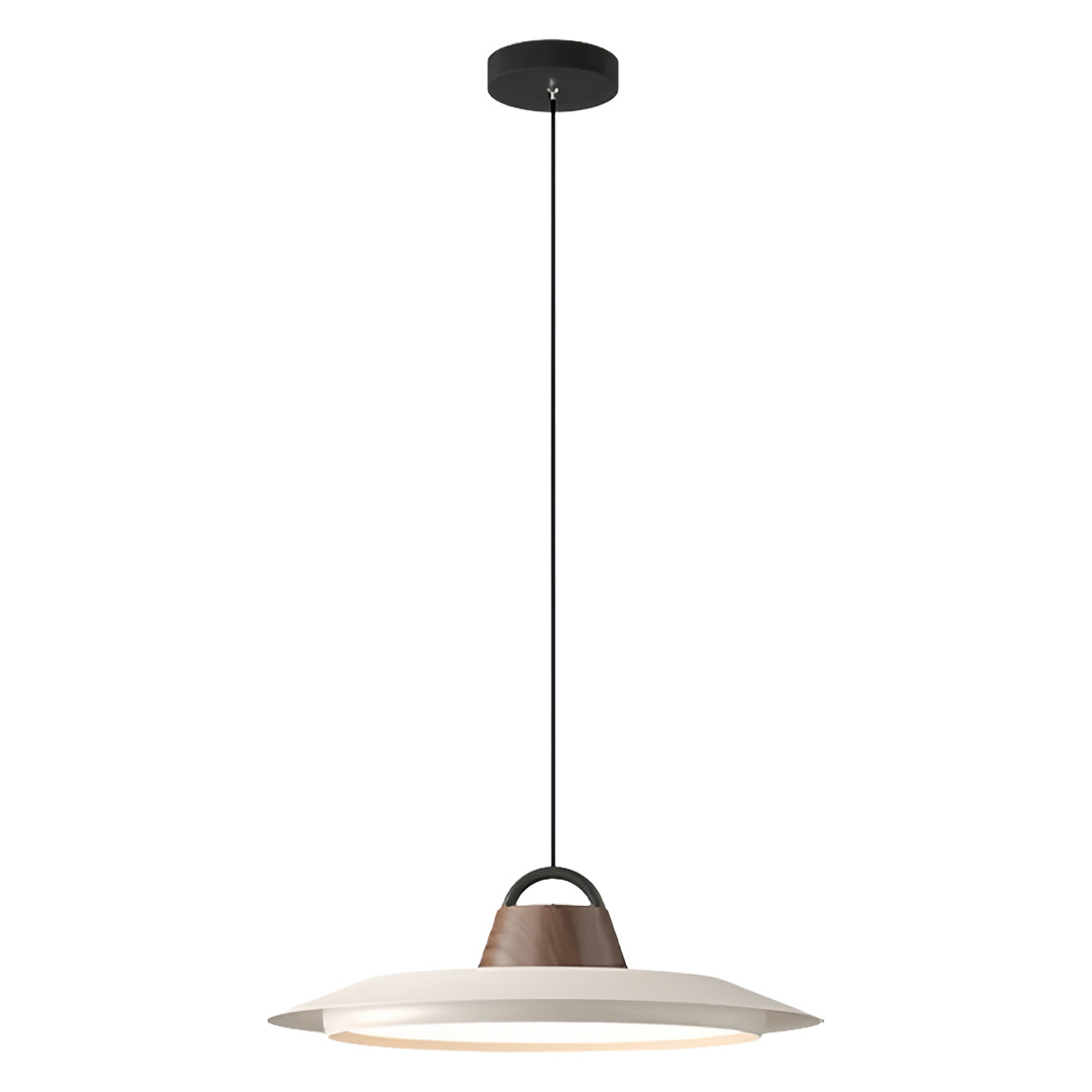 Minimalist Saucer Pendant Light — Aluminum & Iron, 30W Full-Spectrum LED, Three-Color Dimming, 15.75" Wide