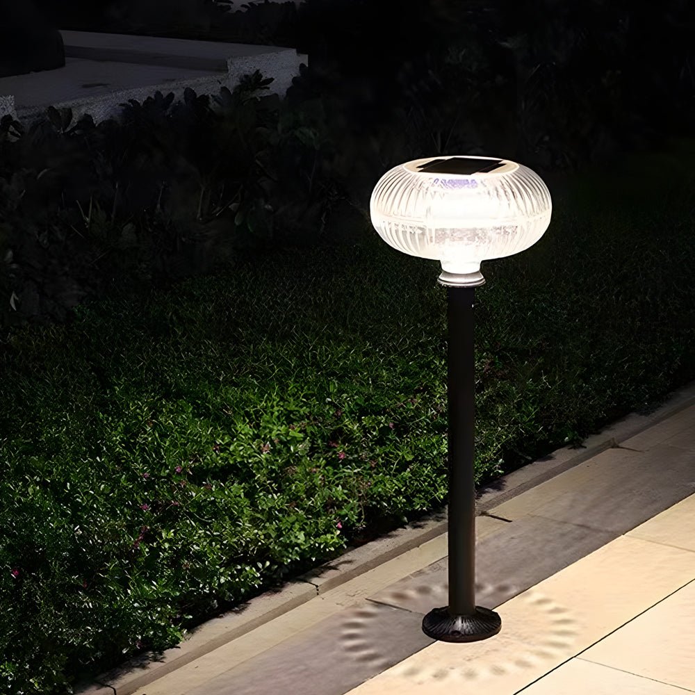 Modern Cylinder Solar Bollard Path Light — Aluminum & PC, Oval Acrylic Shade, LED, IP65, 0.9W