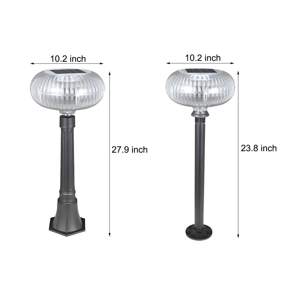 Modern Cylinder Solar Bollard Path Light — Aluminum & PC, Oval Acrylic Shade, LED, IP65, 0.9W