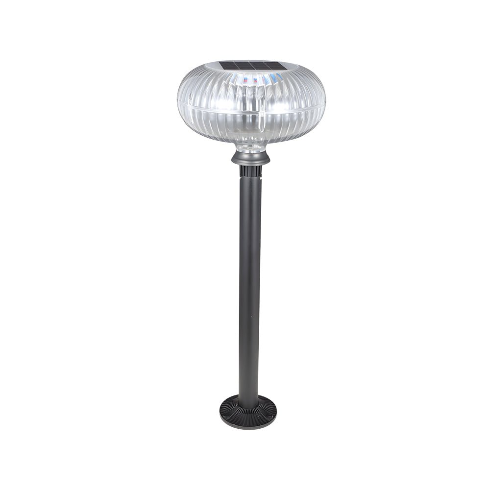 Modern Cylinder Solar Bollard Path Light — Aluminum & PC, Oval Acrylic Shade, LED, IP65, 0.9W