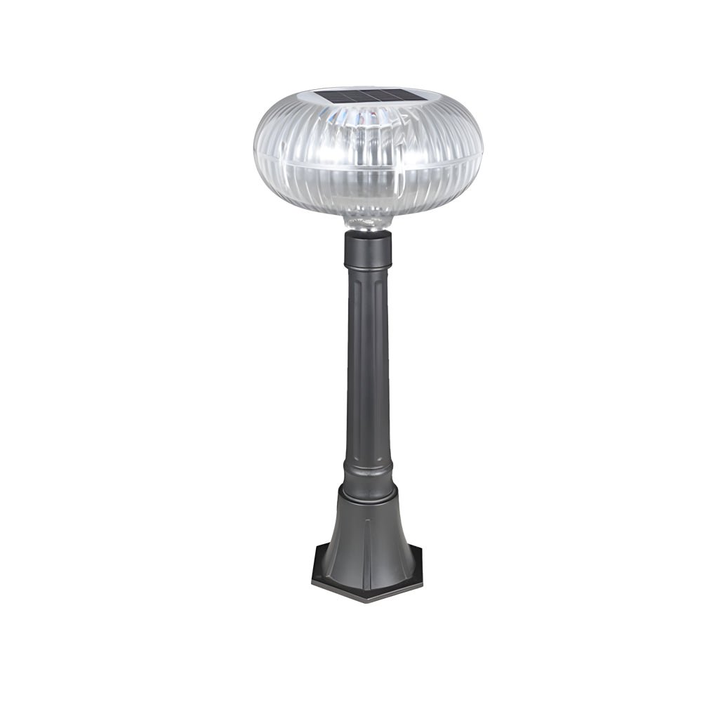 Modern Cylinder Solar Bollard Path Light — Aluminum & PC, Oval Acrylic Shade, LED, IP65, 0.9W