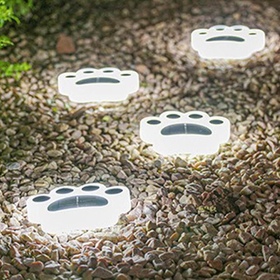 contemporary solar powered led animal paw lights for step and stair illumination