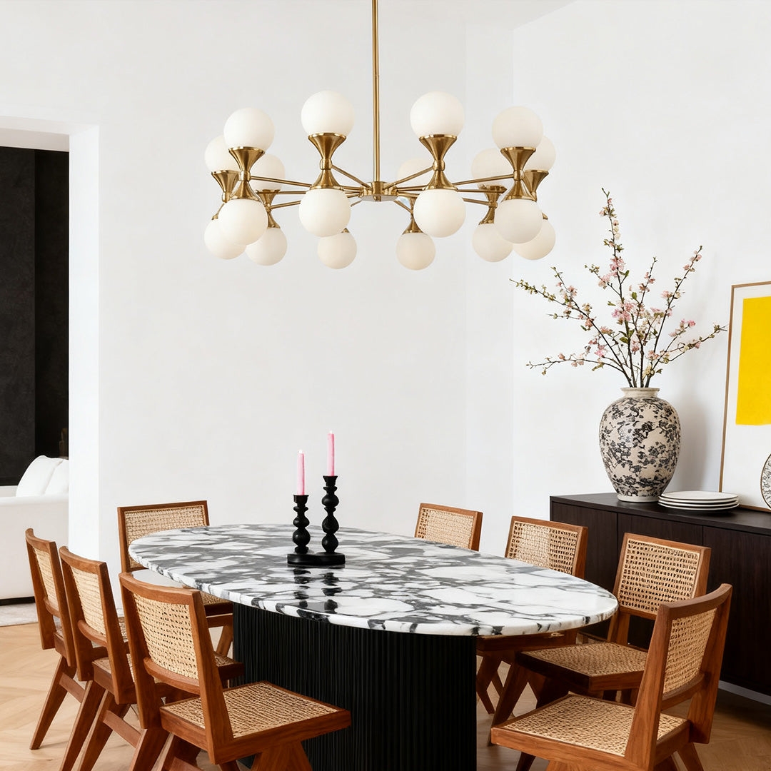Bubble Glass Chandelier — Full Copper, Gold Finish, G9 Multi-Light, 36" Adjustable