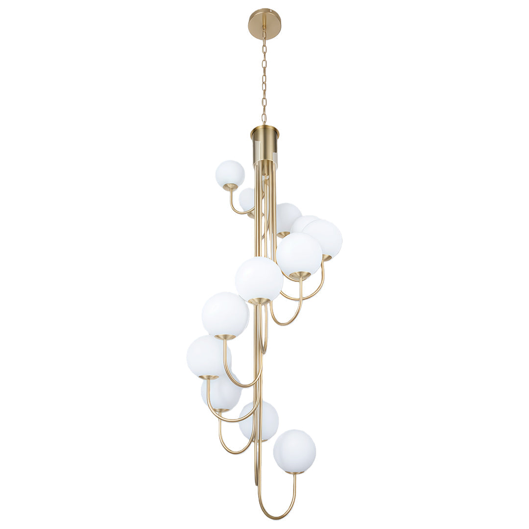 Spiral Globe Chandelier — Wrought Iron and Glass, 8- or 12-Light, Gold or Black, 3-Step Dimming, E14