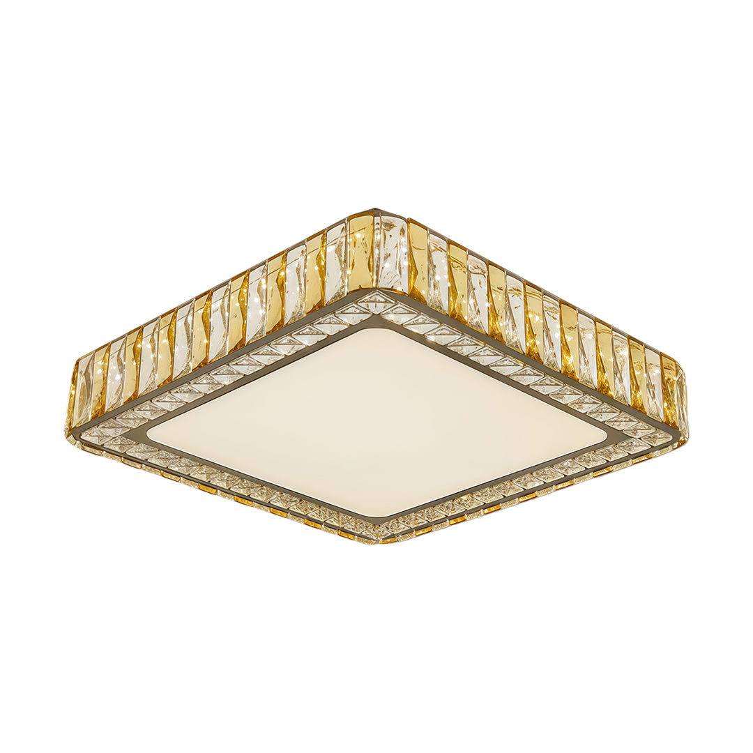 Crystal LED Flush-Mount Ceiling Light — Stainless Steel, Round / Square / Rectangle, 3-Step Dimming (3000K / 4500K / 6000K)