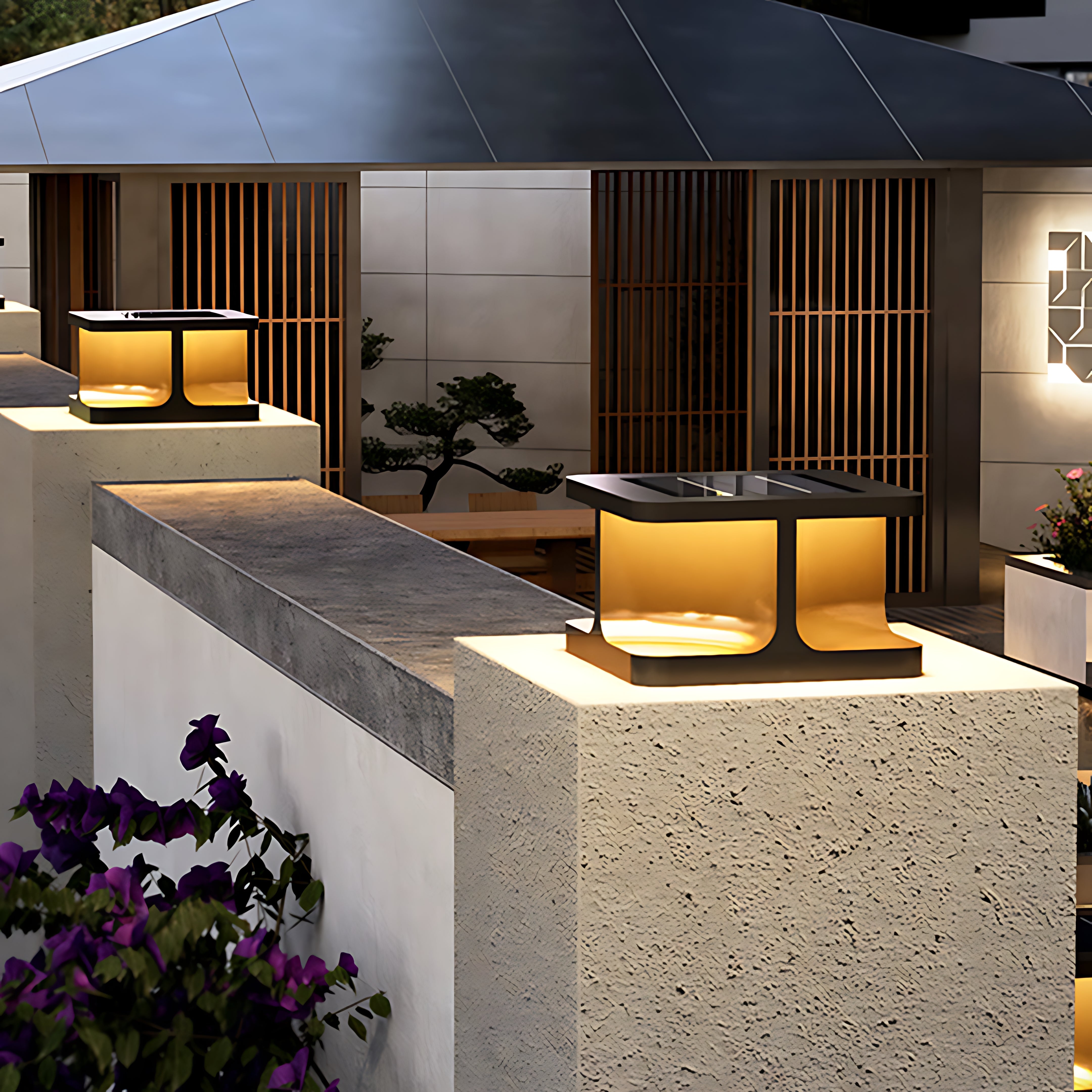 Waterproof Stainless Steel Modern Square Pillar Lights for Courtyards