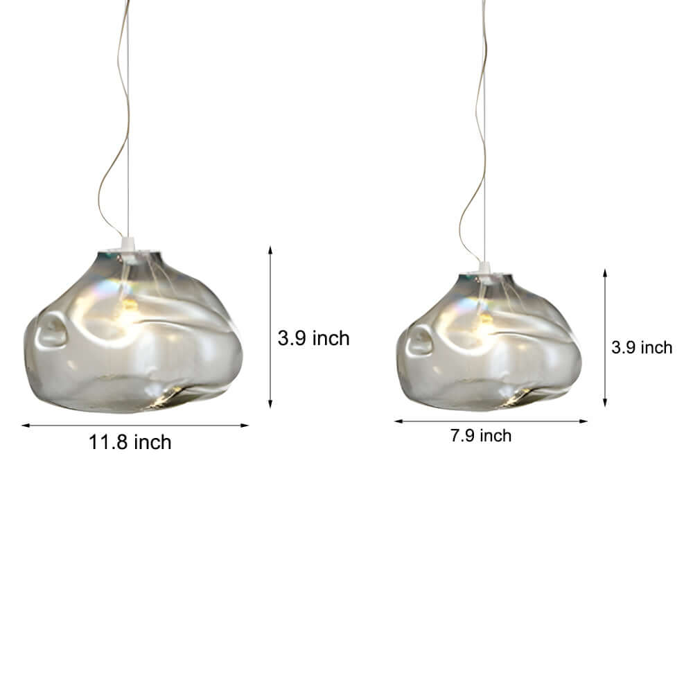 Hand-Blown Textured Glass Mini Pendant — Steel Wire, 12W 3000K, Available in Teal or Ash