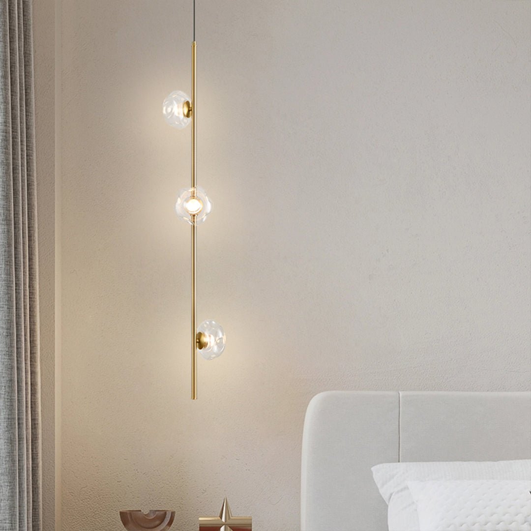 Minimalist Pleated Glass Pendant Light — Iron, Tri-Color LED, 2- or 3-Head, Copper or Black