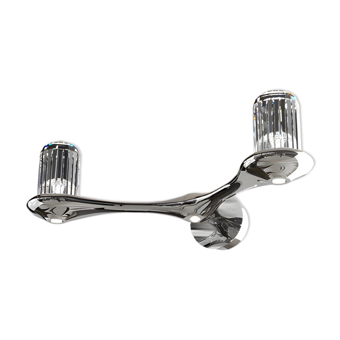 Minimalist Crystal Wall Sconce — Copper, Gold Finish, LED, Three-Color Dimming (3000K/4500K/6000K), Single or Double Head