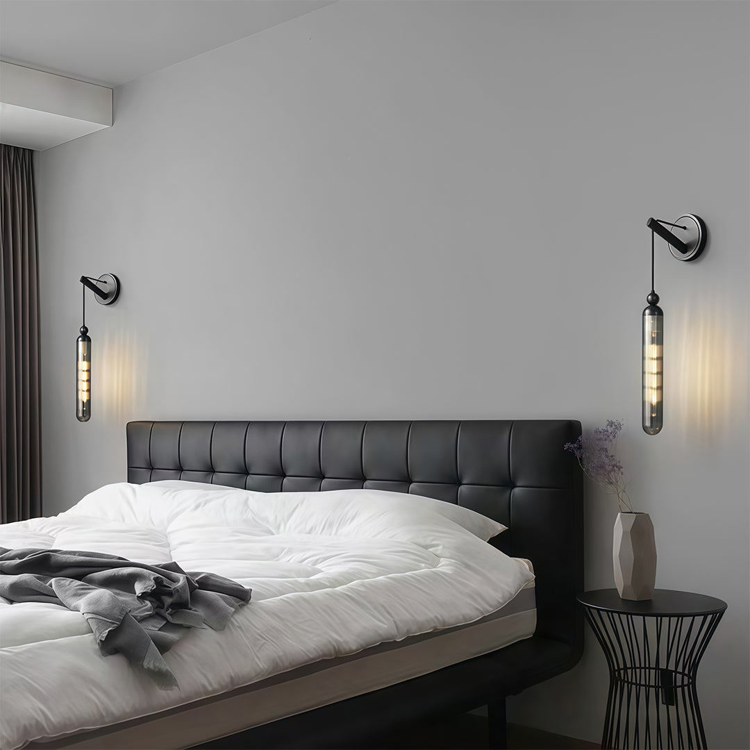 Minimalist Brass Wall Sconce — Full Brass Frame, Transparent Glass Shade, E14, Hardwired
