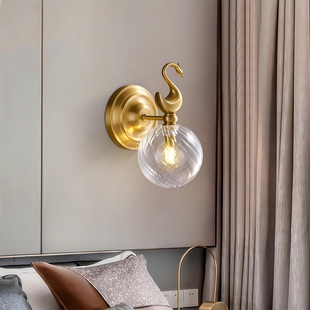 Modern Minimalist Wall Sconce — Brass, Transparent Glass Shade, G9 Hardwired