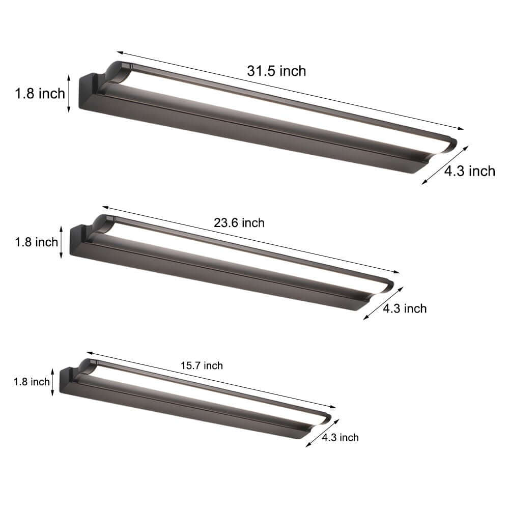 contemporary wall mounted linear led vanity light for bathrooms