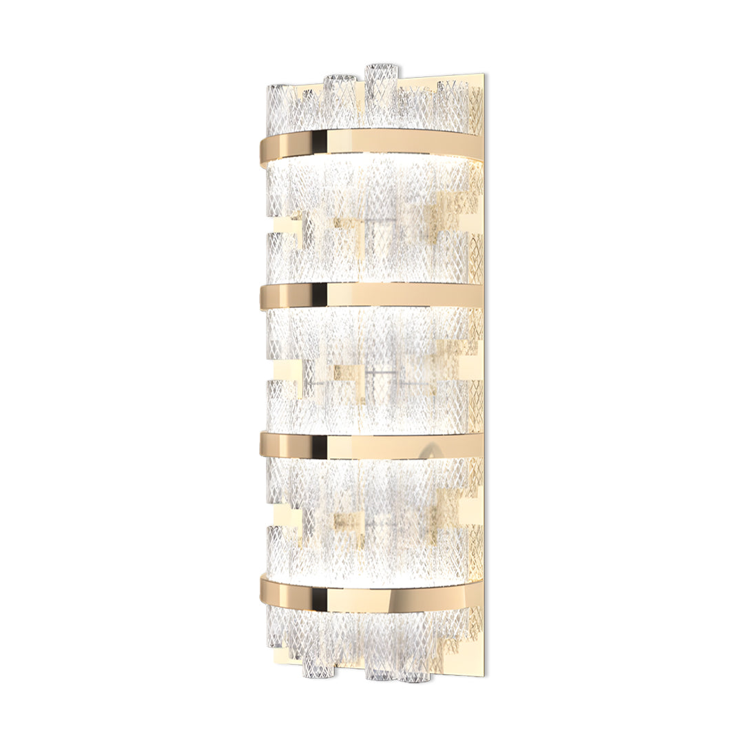Modern Glass Wall Sconce — Stainless Steel, Champagne Gold, Three-Color Dimming (3000K/4500K/6000K), 1- or 4-Light