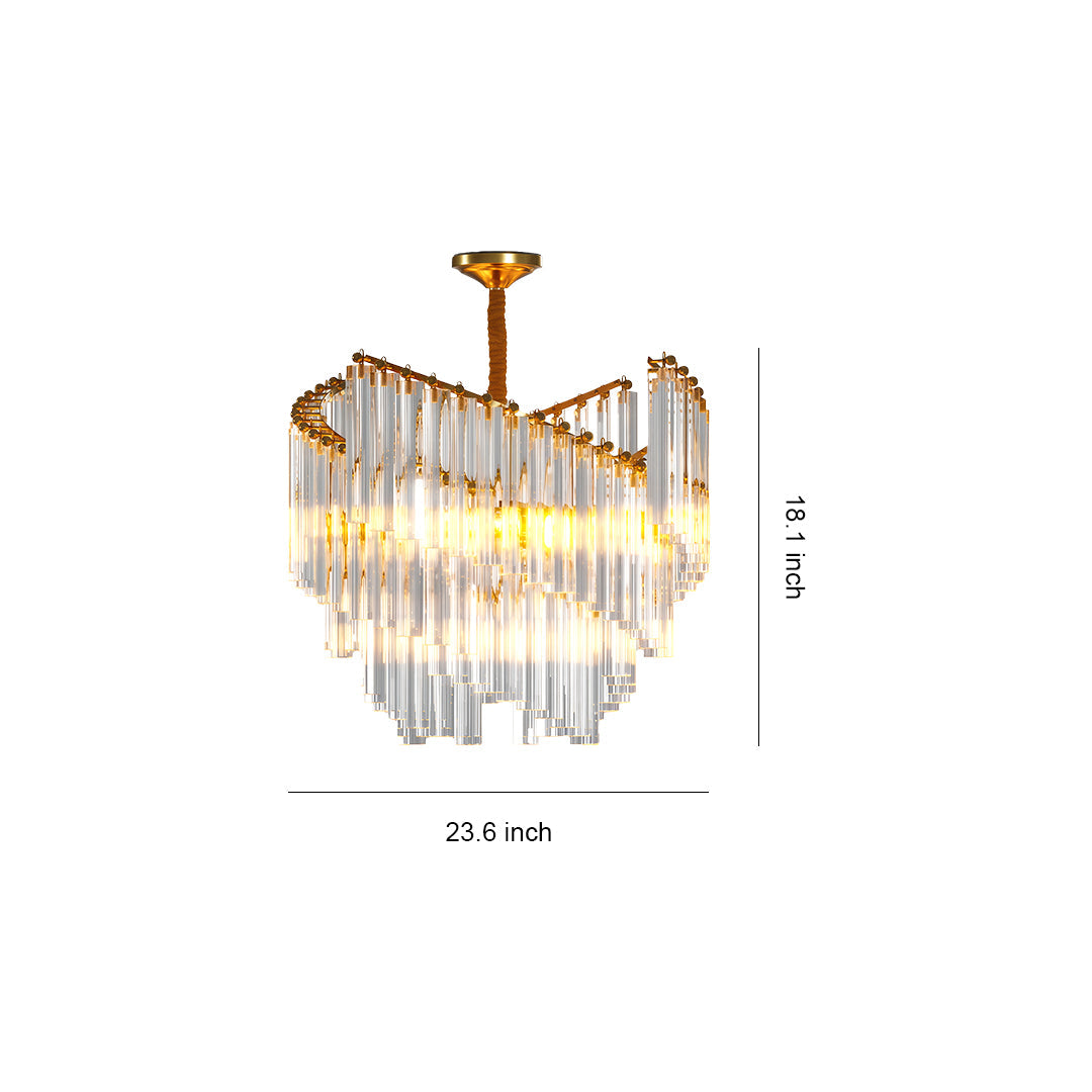 Vintage Crystal Chandelier — Full Copper Frame, E14, 23.62" Round, Copper / Bright Nickel / Black