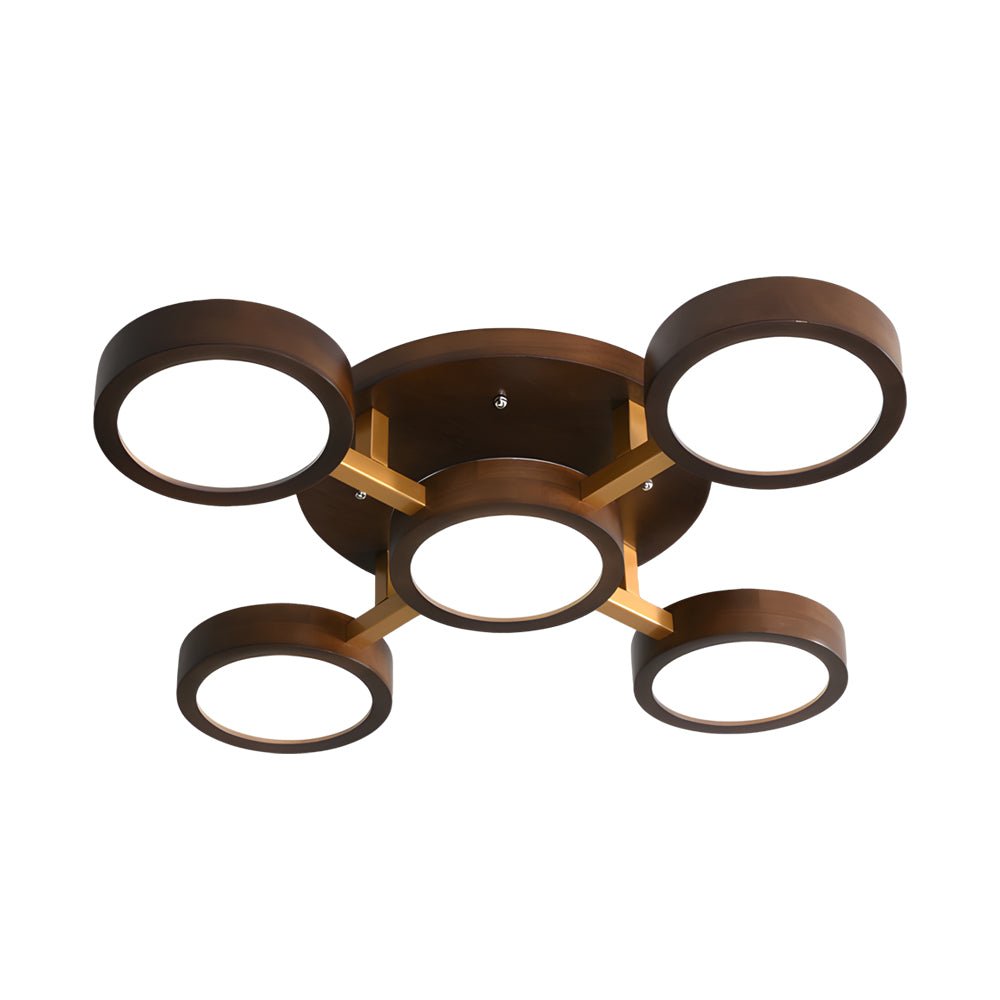 contemporary walnut sputnik flush mount led ceiling light with 345 circles
