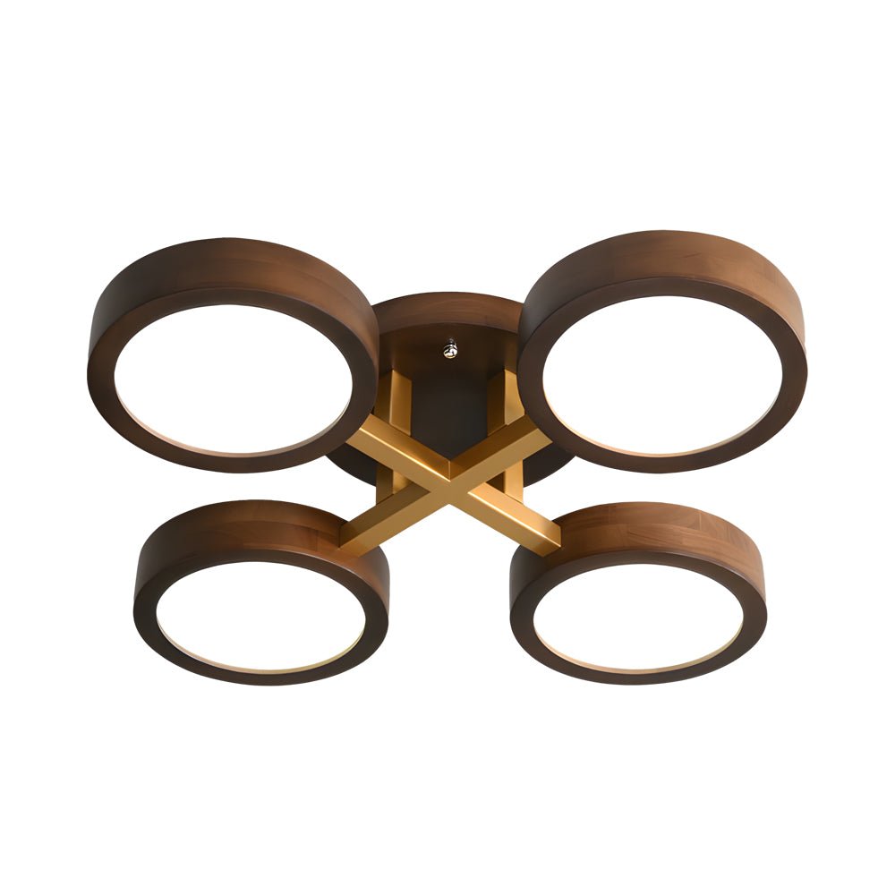 contemporary walnut sputnik flush mount led ceiling light with 345 circles