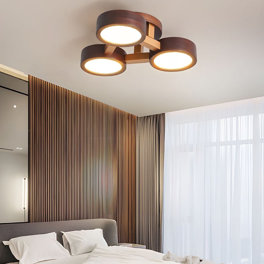contemporary walnut sputnik flush mount led ceiling light with 345 circles