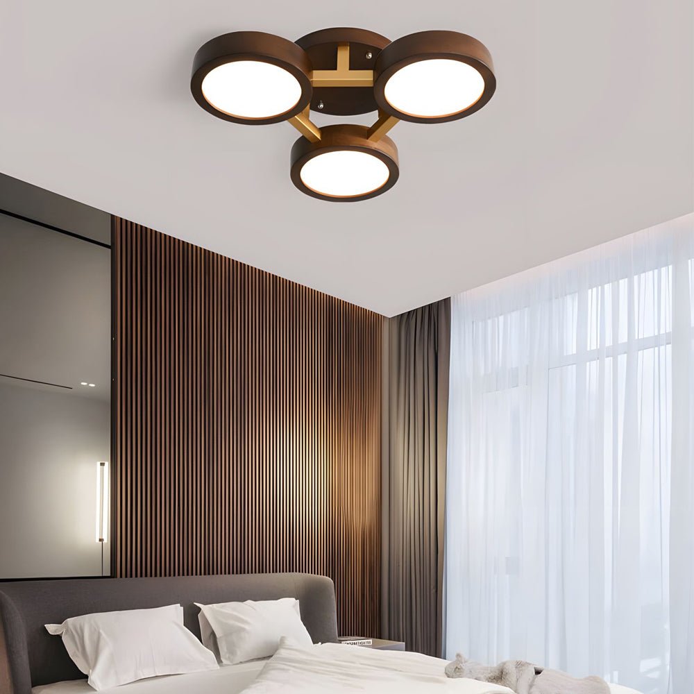 contemporary walnut sputnik flush mount led ceiling light with 345 circles