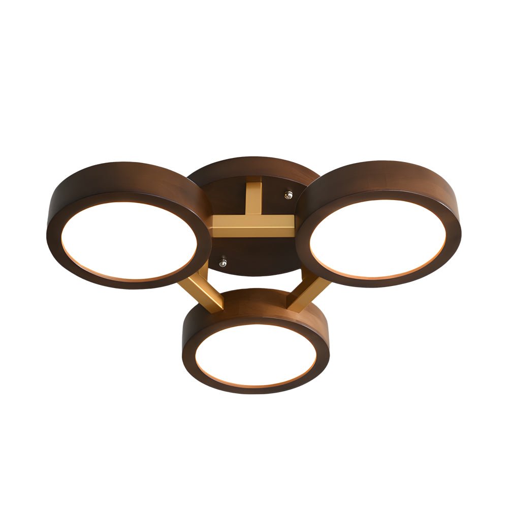 contemporary walnut sputnik flush mount led ceiling light with 345 circles