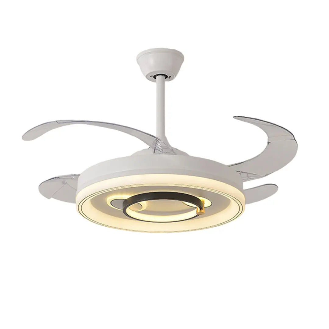 Nordic White Ceiling Fan with Light and Transparent Blades Luxe