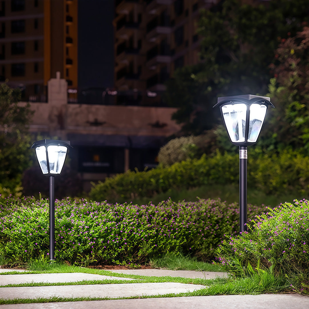 Solar Path Light — Black Aluminum, LED, Dual Color Temperature (3000K/6000K), IP65 Weatherproof