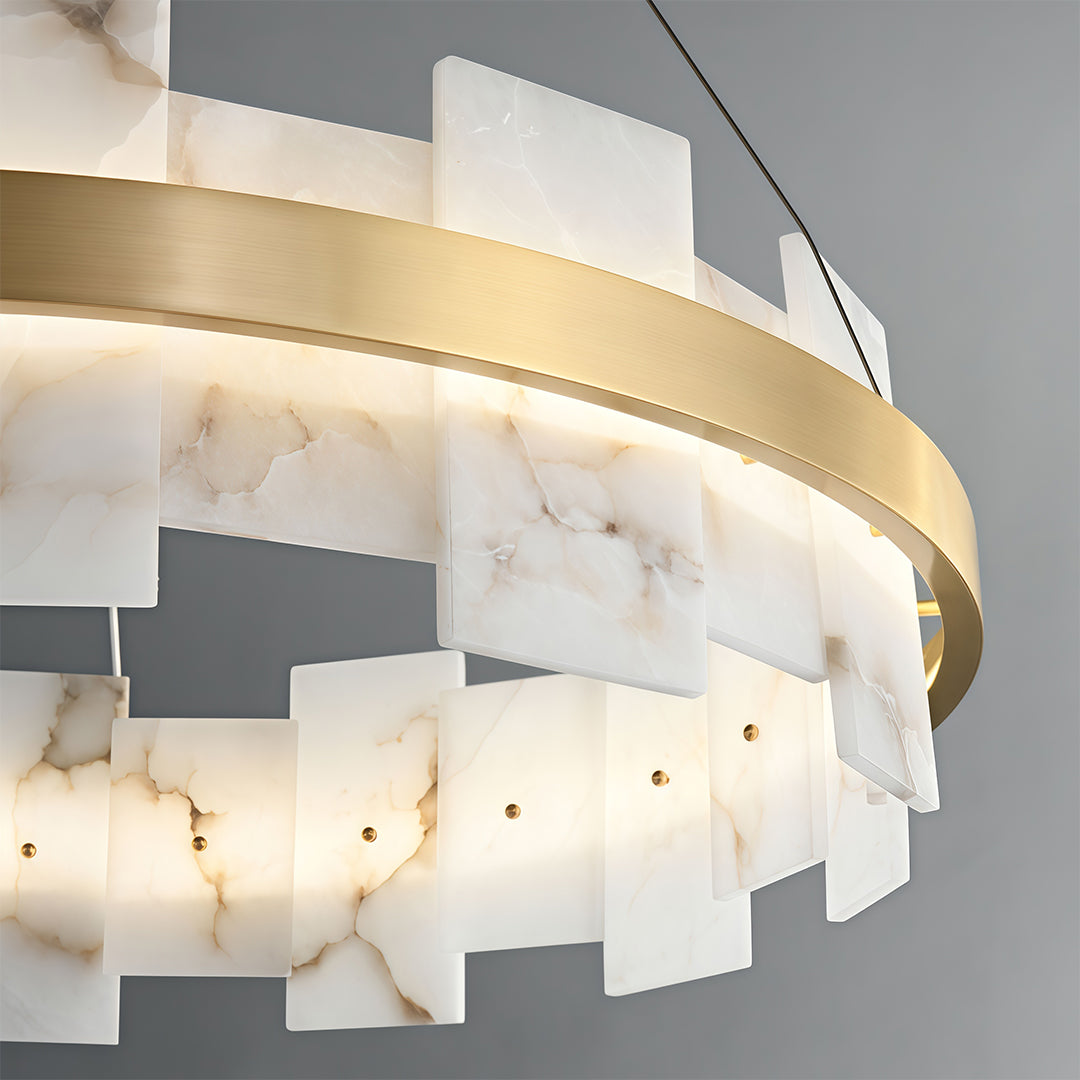 Cloud Stone Modern Chandelier — Solid Brass, 3000K/4000K/6000K, 47.2" Chain, Brass / Nickel / Black