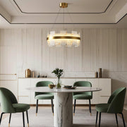 Cloud Stone Modern Chandelier — Solid Brass, 3000K/4000K/6000K, 47.2" Chain, Brass / Nickel / Black