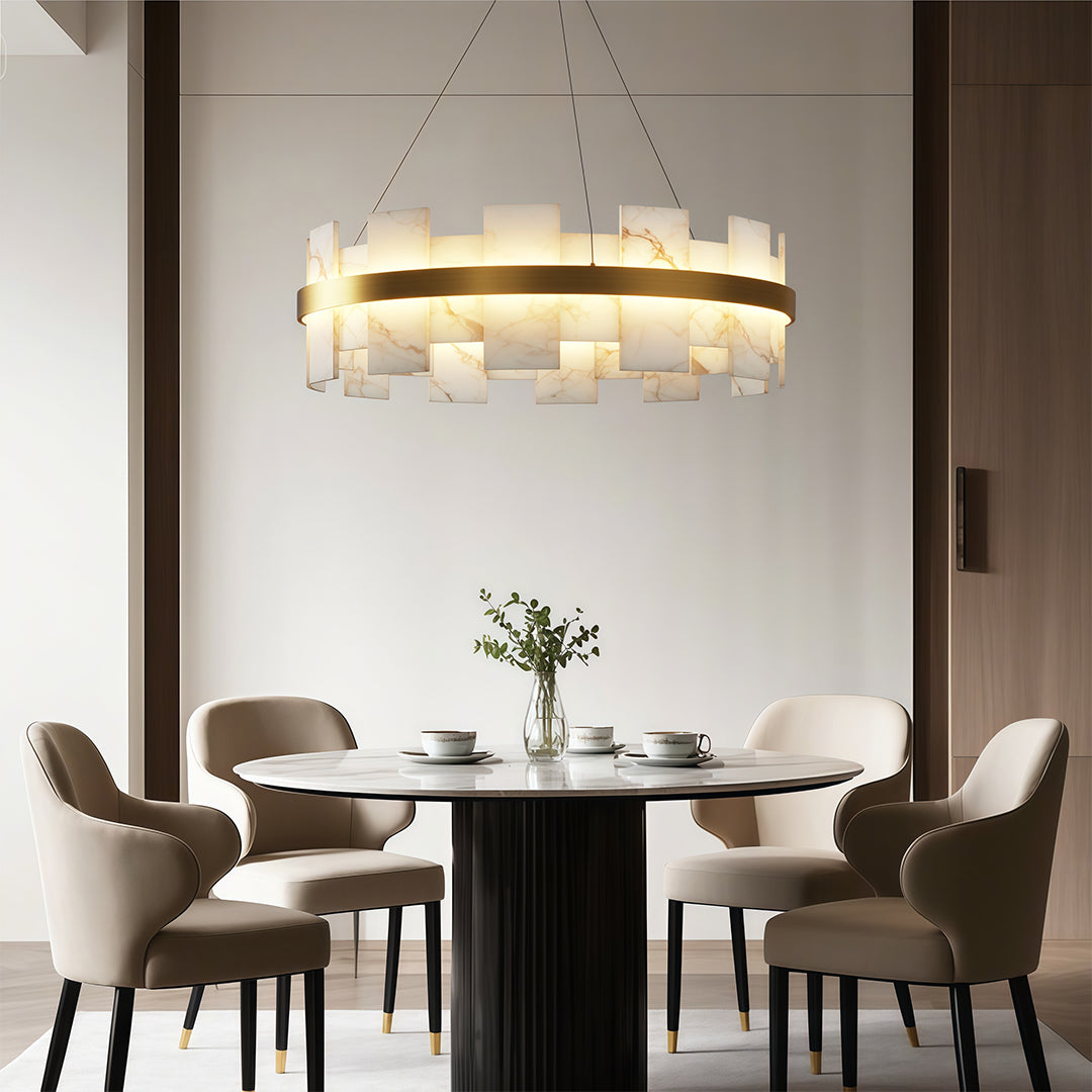 Cloud Stone Modern Chandelier — Solid Brass, 3000K/4000K/6000K, 47.2" Chain, Brass / Nickel / Black