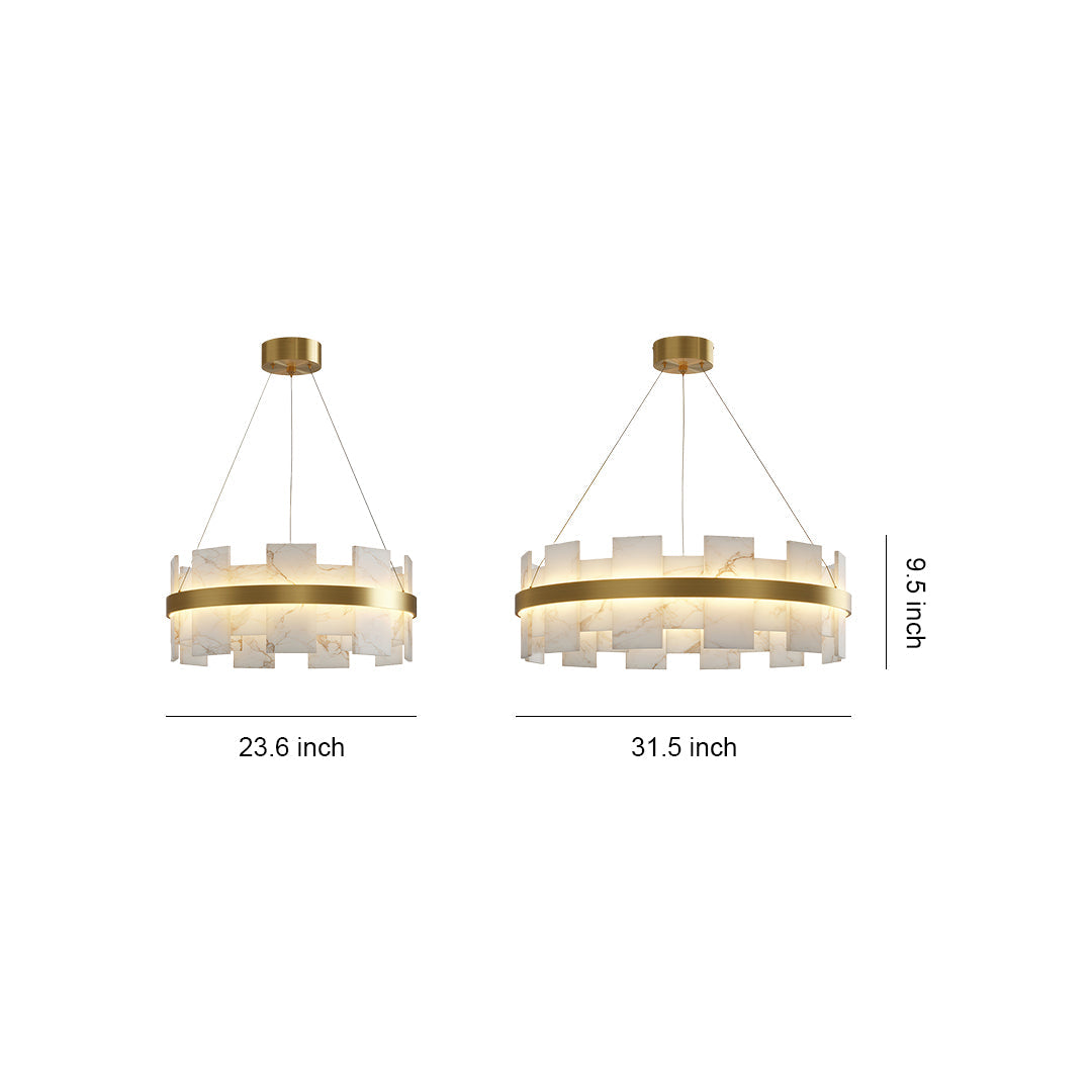 Cloud Stone Modern Chandelier — Solid Brass, 3000K/4000K/6000K, 47.2" Chain, Brass / Nickel / Black