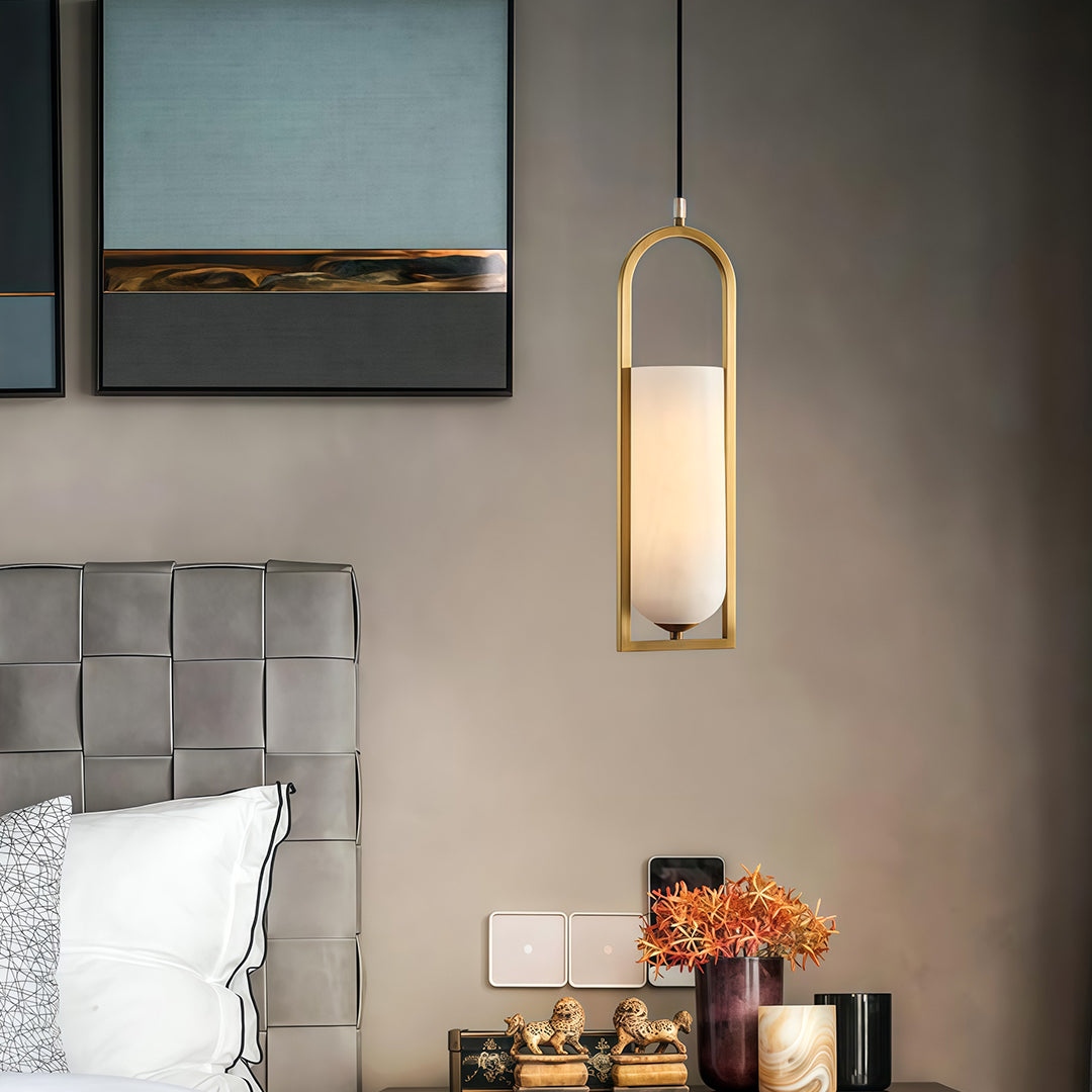 Minimalist Cloud Stone Pendant Light — Solid Brass, 12W, Dual Color Temperature (3000K / 6000K), 47.2" Chain