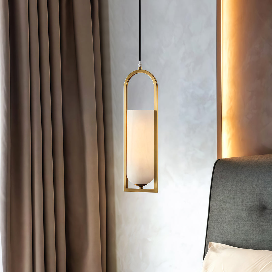 Minimalist Cloud Stone Pendant Light — Solid Brass, 12W, Dual Color Temperature (3000K / 6000K), 47.2" Chain