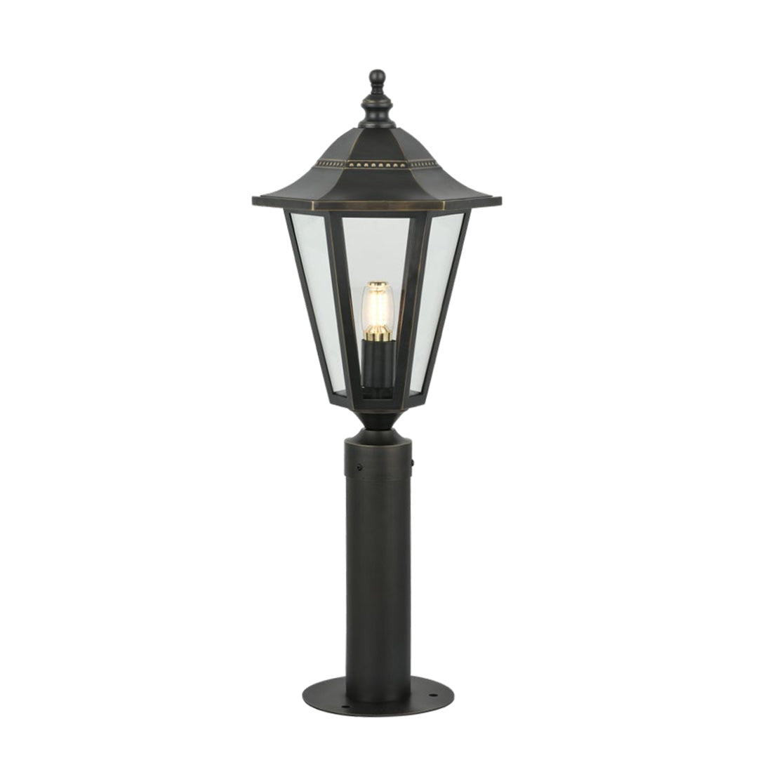 Copper Landscape Path Light — Black Finish, Glass Shade, E27, IP55, Hardwired, 28"