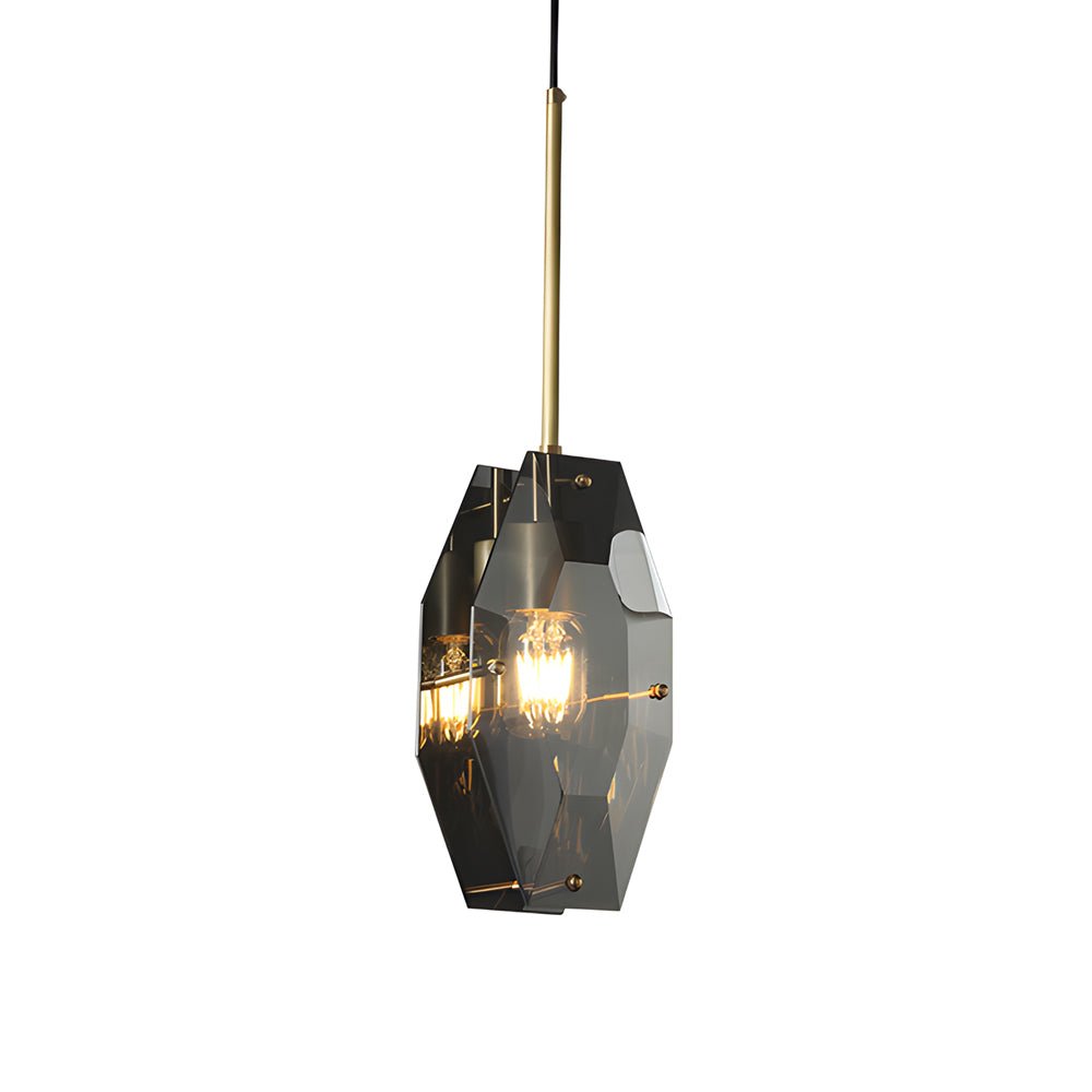 Postmodern Crystal Mini Pendant — Copper, Smoke Gray, E14, 4.7" Wide, Adjustable Rod