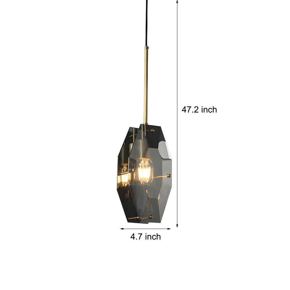 Postmodern Crystal Mini Pendant — Copper, Smoke Gray, E14, 4.7" Wide, Adjustable Rod