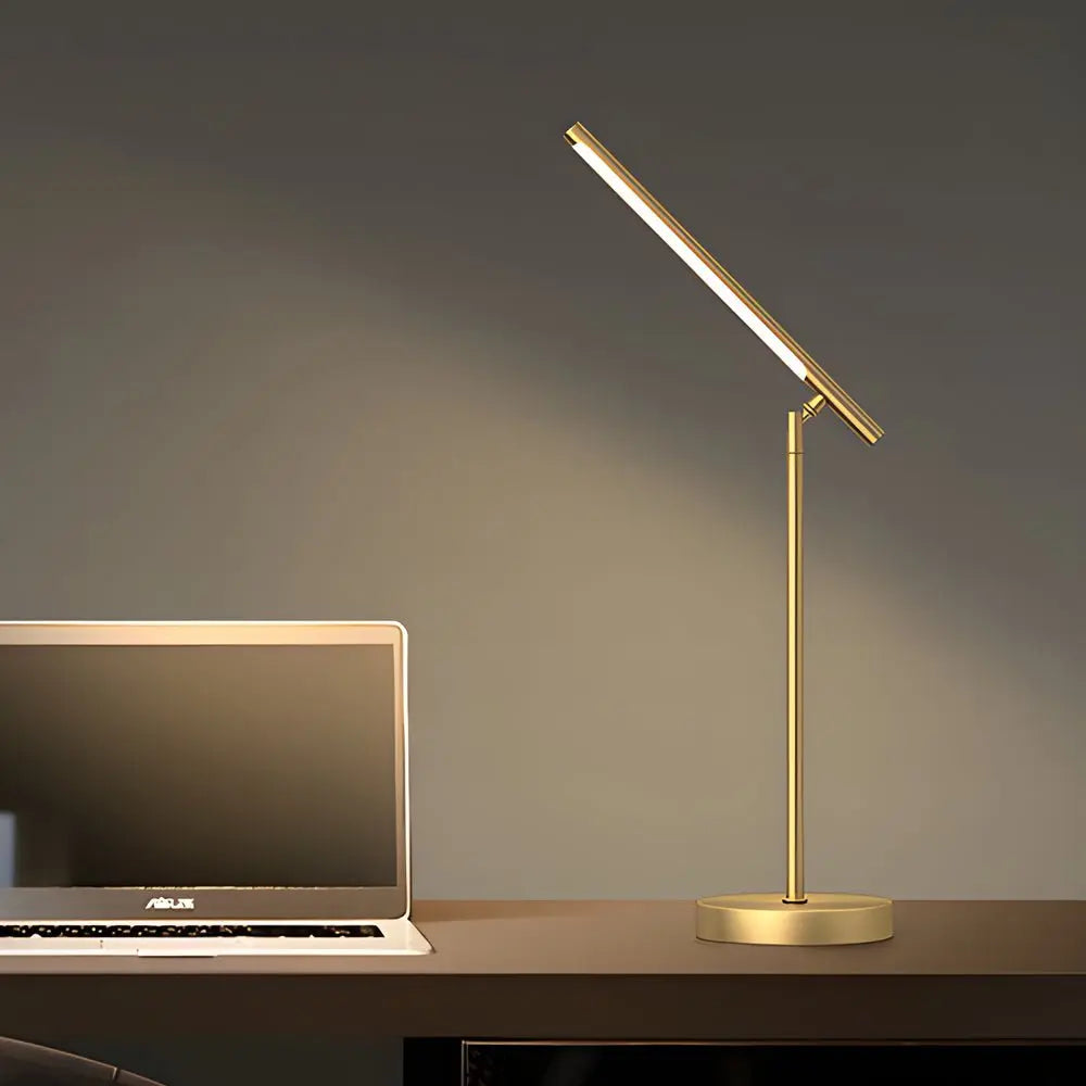 Adjustable Angle Copper and Brass LED Desk Lamp for Home Office Lighting Luxe